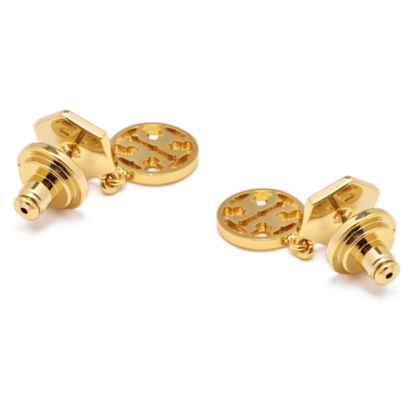 TORY BURCH • Gold Hexagon Logo Drop Earrings - Picture 5 of 8